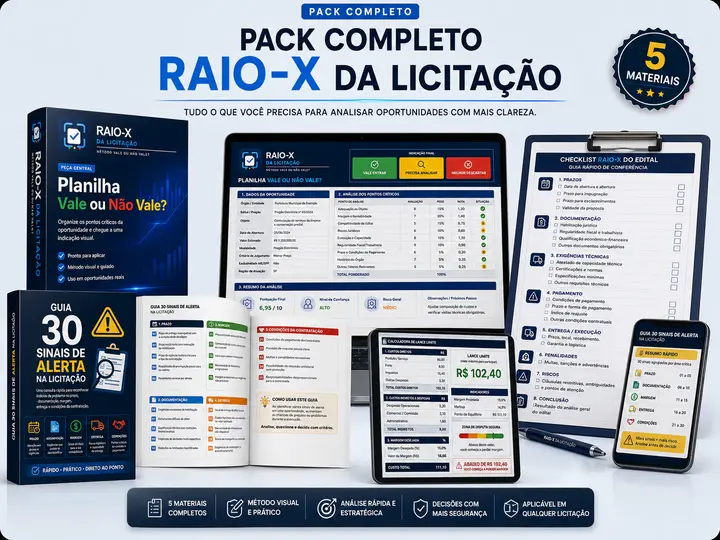 Materiais do Pack Raio-X da Licitação